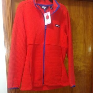 NWT Woman's Size Small Lands' End Orange and Blue Fleece Jacket